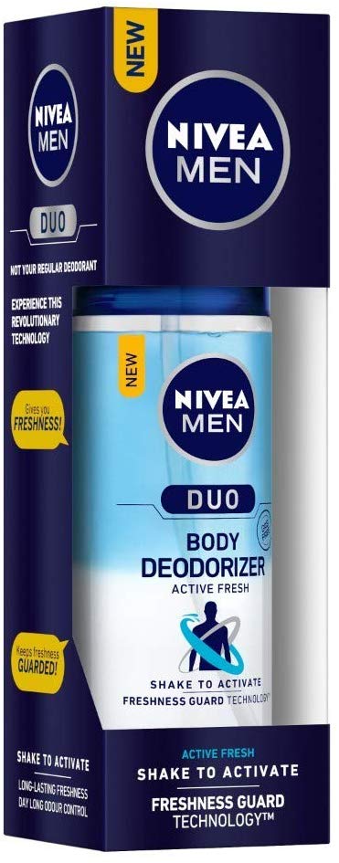 Nivea Men Duo Body Deodorizers, Active Fresh, Gas Free Deodorant100ml