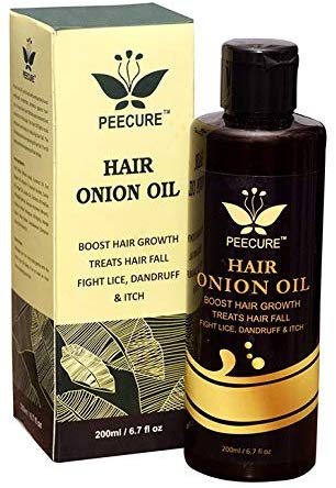 PEECURE Onion Hair Oil With Essential Hair Treatment Oil with Rose oil,Argan, Bhringraj, Hibiscus,Amla, Olive,Coconut Oils 200ML