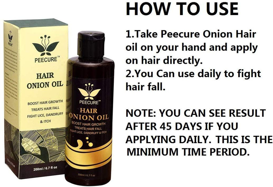 PEECURE Onion Hair Oil With Essential Hair Treatment Oil with Rose oil,Argan, Bhringraj, Hibiscus,Amla, Olive,Coconut Oils 200ML