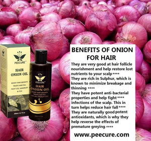 PEECURE Onion Hair Oil With Essential Hair Treatment Oil with Rose oil,Argan, Bhringraj, Hibiscus,Amla, Olive,Coconut Oils 200ML