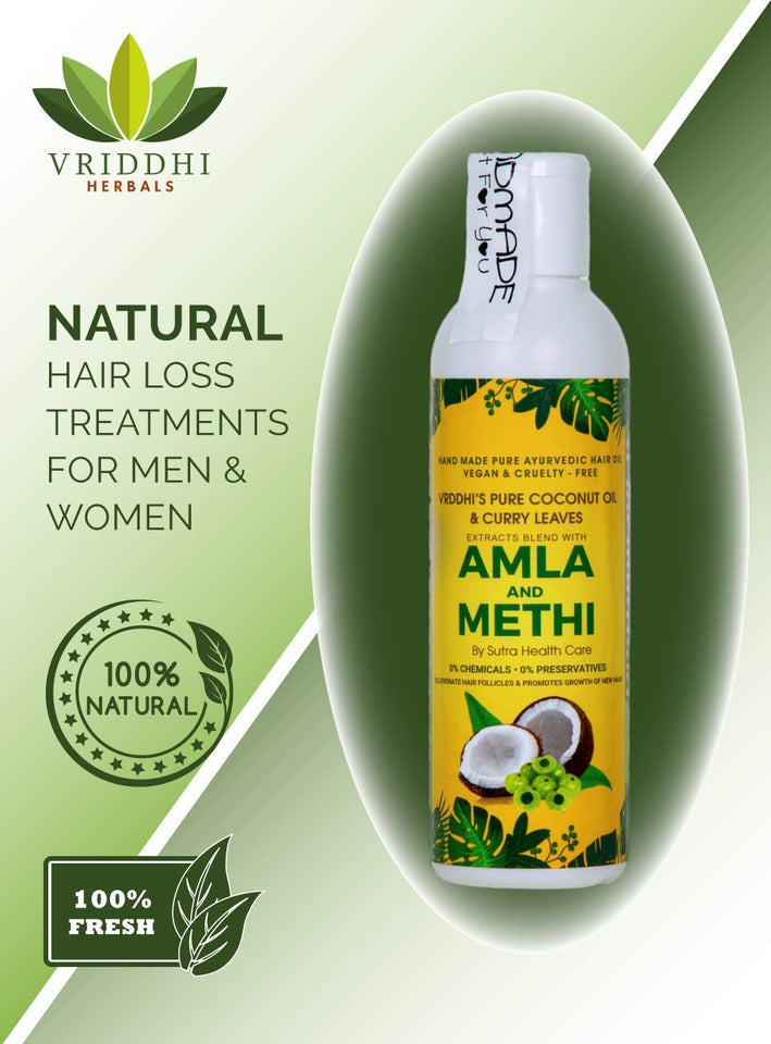 Vriddhi Organic Amla Hair Oil with Methi and Curry Leaves for Hair Growth, Reduce Hair Loss and Rejuvenate Follicles - 100 ML