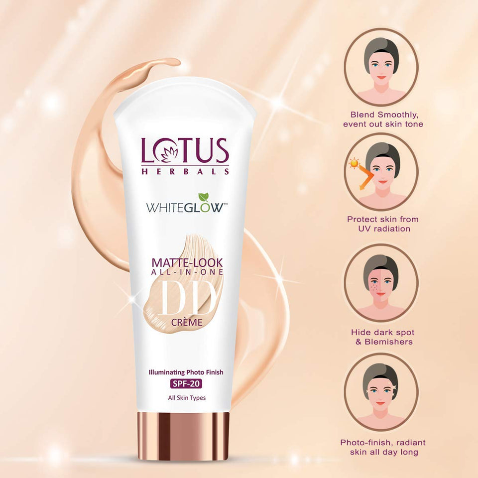Lotus Herbals Whiteglow Matte Look All In One Dd Creme Spf 20, Natural Beige (Day Cream), 30 g