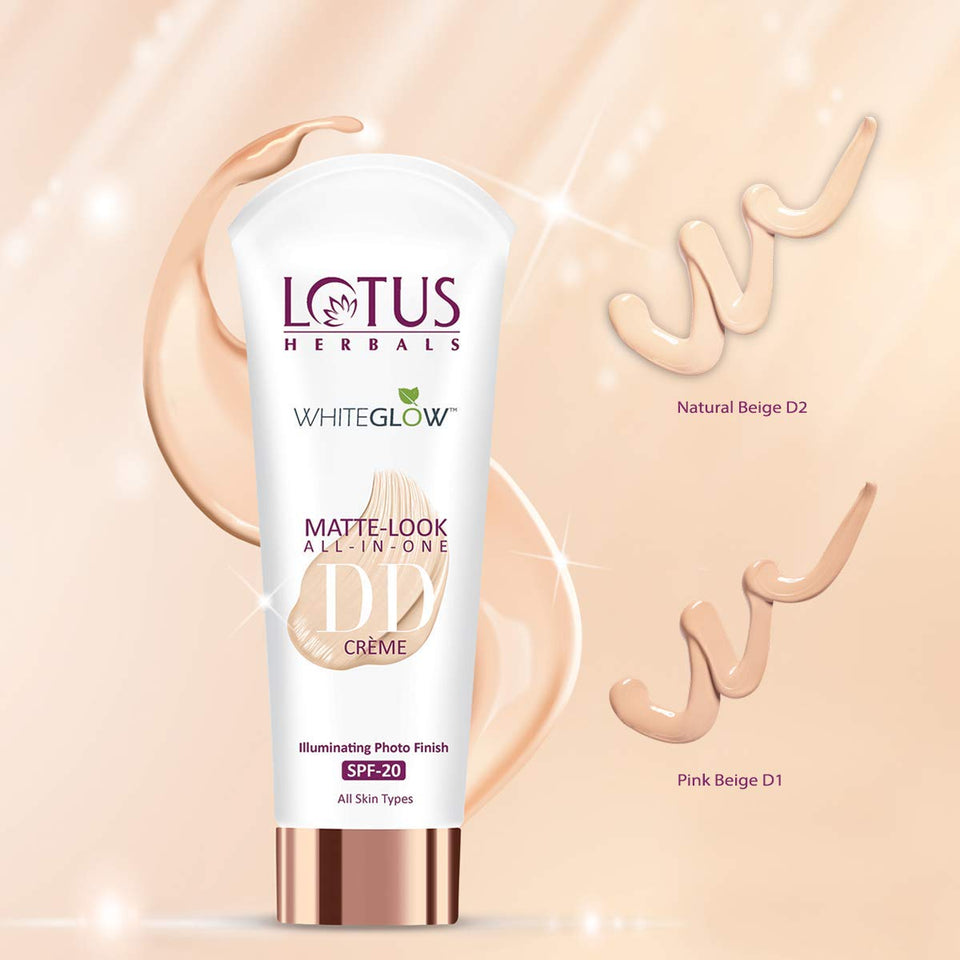 Lotus Herbals Whiteglow Matte Look All In One Dd Creme Spf 20, Natural Beige (Day Cream), 30 g
