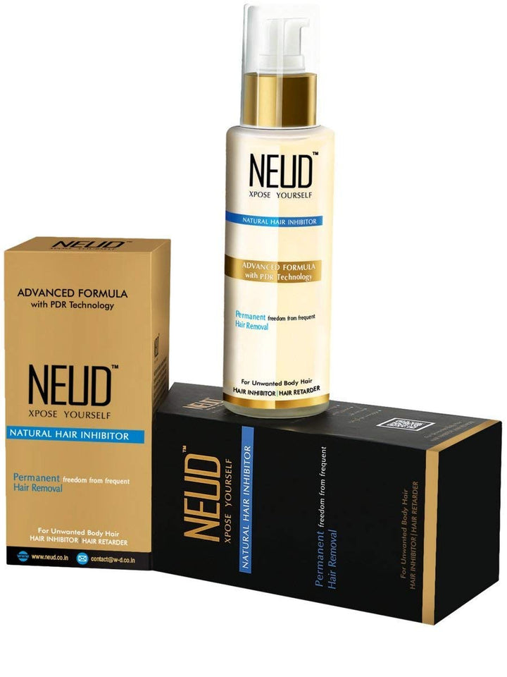 NEUD Natural Hair Inhibitor for Permanent Reduction of Unwanted Body and Facial Hair in Men and Women - 80gm pack of 1