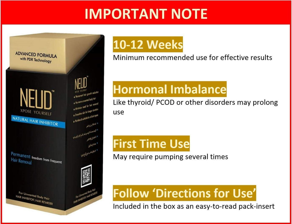 NEUD Natural Hair Inhibitor for Permanent Reduction of Unwanted Body and Facial Hair in Men and Women - 80gm pack of 1