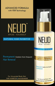 NEUD Natural Hair Inhibitor for Permanent Reduction of Unwanted Body and Facial Hair in Men and Women - 80gm pack of 1