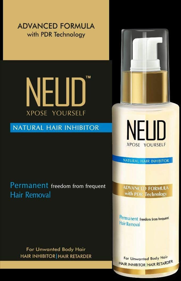 NEUD Natural Hair Inhibitor for Permanent Reduction of Unwanted Body and Facial Hair in Men and Women - 80gm pack of 1
