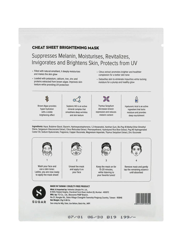 SUGAR Cosmetics Cheat Sheet Brightening Mask